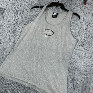Nike Adult Shirt Large Gray White Tank Top Center Swoosh Logo Pullover Mens